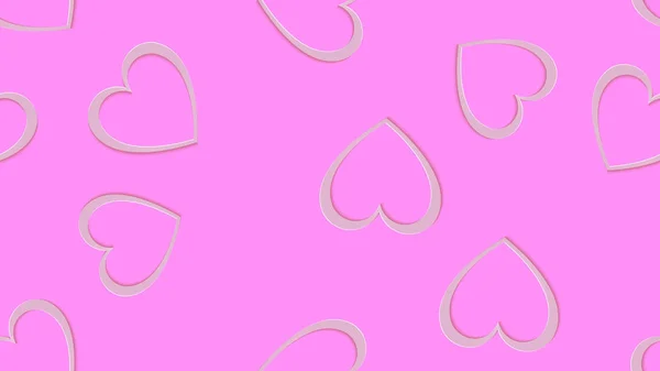 Textura, patrón sin costuras de rosa 3d corazones volumétricos cortados de papel con una sombra que cae al día de San Valentín y copiar el espacio sobre un fondo rosa. Ilustración vectorial — Vector de stock
