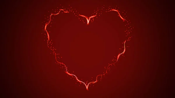 Belle rouge abstraite énergie magique électrique flamboyant brillant coeur festif lumineux avec des étincelles pour la Saint-Valentin, la fête des femmes, la fête des mères sur un fond rouge. Illustration vectorielle — Image vectorielle