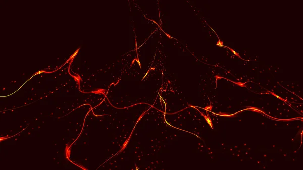 Piękne fioletowe czerwony Abstrakcja magicznej energii elektryczne kosmiczne ognisty błyszczące światła błyskawica, linie, paski z iskry na czerwonym tle. Ilustracja wektorowa — Wektor stockowy