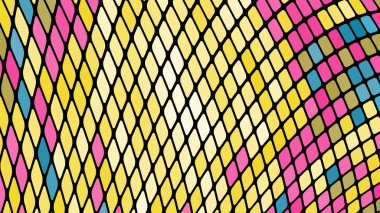 Çok renkli arka plan sarı, mavi, kare, edikula, dikdörtgenler karo, mozaik büyülü enerji parlak parlayan dikişleri ile parlak pembe parlak güzel. Vektör çizim. Doku