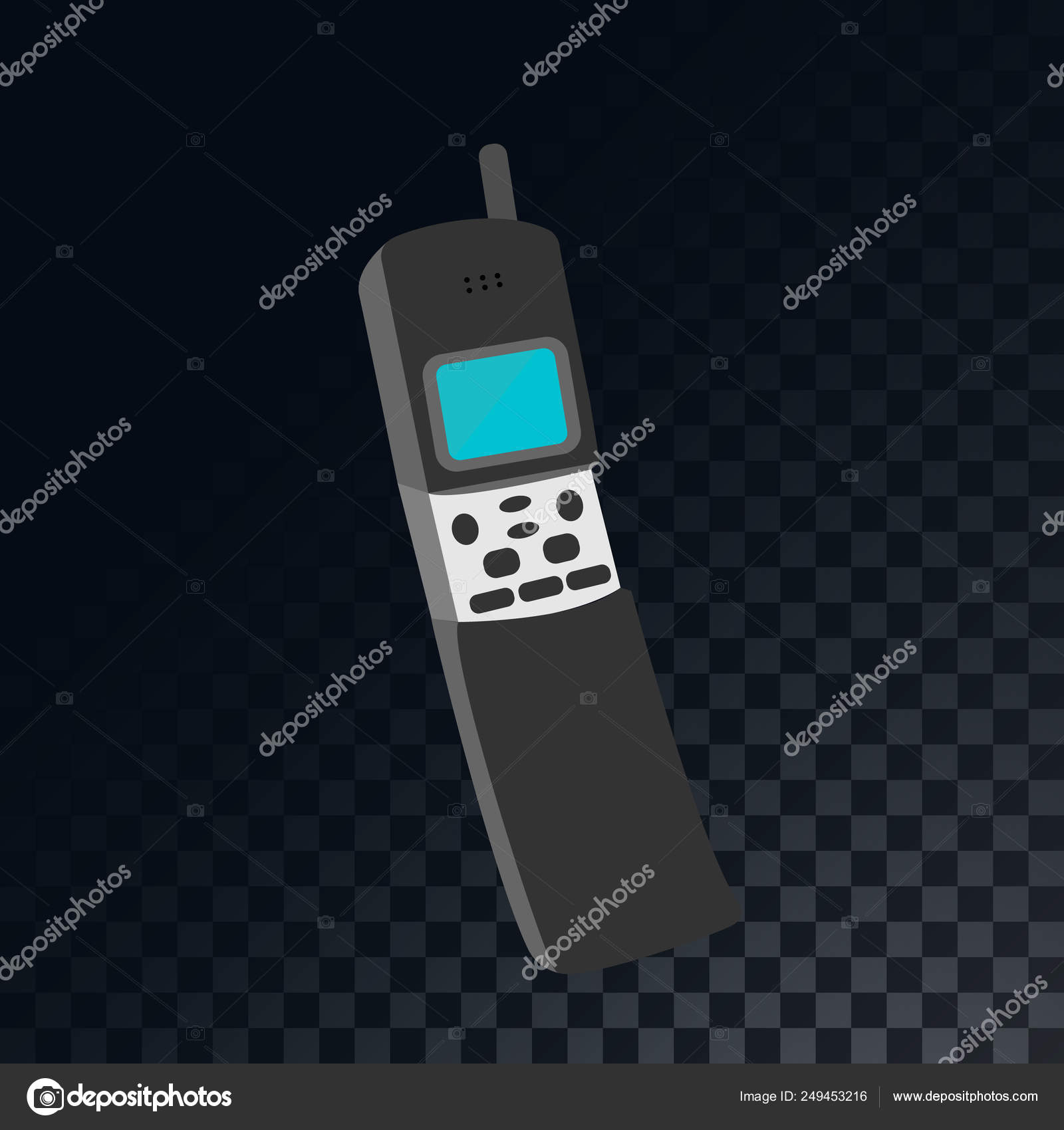 Old Retro Vintage Mobile Phone With Antenna From The 70s 80s 90s