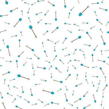 Kutsal kişilerin resmi güzel keskin süngü ile bina agro seamless modeli için zemin kazma ahşap kulplu kürekler. Beyaz bir arka plan üzerinde Bahçe aletleri. Vektör çizim