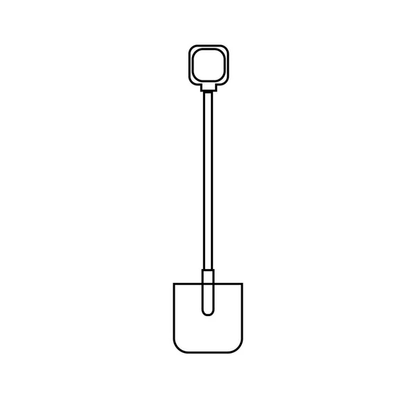 Ícone preto e branco de uma construção agro bela pá com uma alça de madeira para cavar o chão. Ferramentas de jardim em um fundo branco. Ilustração vetorial —  Vetores de Stock