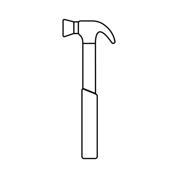 Construction black and white icon of a manual metal hammer with a wooden handle intended for building and carpentry work, for driving nails. Construction tool. Vector illustration. — Stock Vector