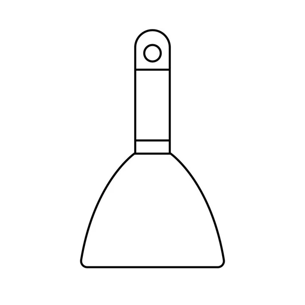 Конструкция черно-белой иконки металлической лопатки, лопатки с деревянной ручкой, предназначенной для нанесения раствора, штукатурки, цемента, шпаклевки на стены. Строительный инструмент. Векторная иллюстрация — стоковый вектор