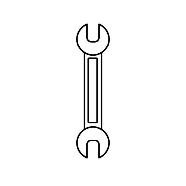 Tamir için fındık ve cıvata sıkın ve gevşetmek için tasarlanmış bir su açık uç anahtarı inşaat siyah ve beyaz simgesi. İnşaat Metal iş aracı. Vektör Illustration