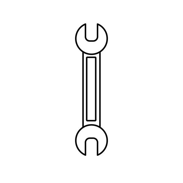 Construcción icono blanco y negro de una llave de extremo abierto de agua diseñada para apretar y aflojar tuercas y pernos para reparaciones. Herramienta metalúrgica de construcción. Ilustración vectorial — Vector de stock