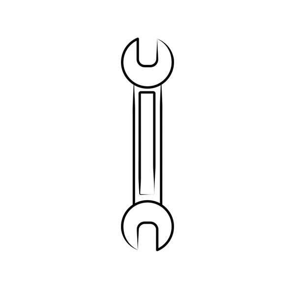 Construcción icono blanco y negro de una llave de extremo abierto de agua diseñada para apretar y aflojar tuercas y pernos para reparaciones. Herramienta metalúrgica de construcción. Vector — Archivo Imágenes Vectoriales