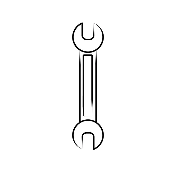 건설 용 워터 오픈 엔드 스 패너의 흑백 아이콘으로, 수리를 위해 너트와 볼트를 조여 서 느슨하게 합니다. 건설 금속 가공 도구입니다. 벡터 — 스톡 벡터
