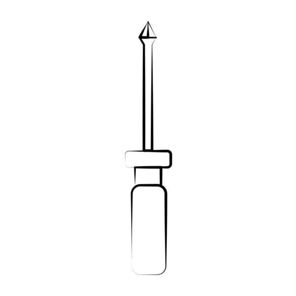 Een donker-wit crosshead schroevendraaier icoon voor het schroeven en schroef schroeven en schroeven, op het hoofd waarvan er een sleuf, groef. Bouwmetaal tool. Vector illustratie — Stockvector