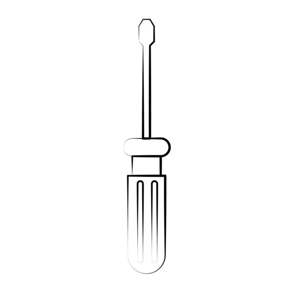 Black and white screwdriver icon with a straight or flat slot for screwing and unscrewing screws. Construction plumbing tool for the jack of all trades. Vector — Stock Vector