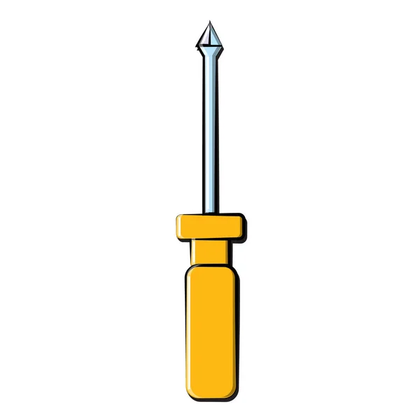 黄色横头螺丝刀图标, 用于拧紧和拧开螺丝和螺丝, 其头部有插槽、凹槽。施工金属加工工具。向量 — 图库矢量图片