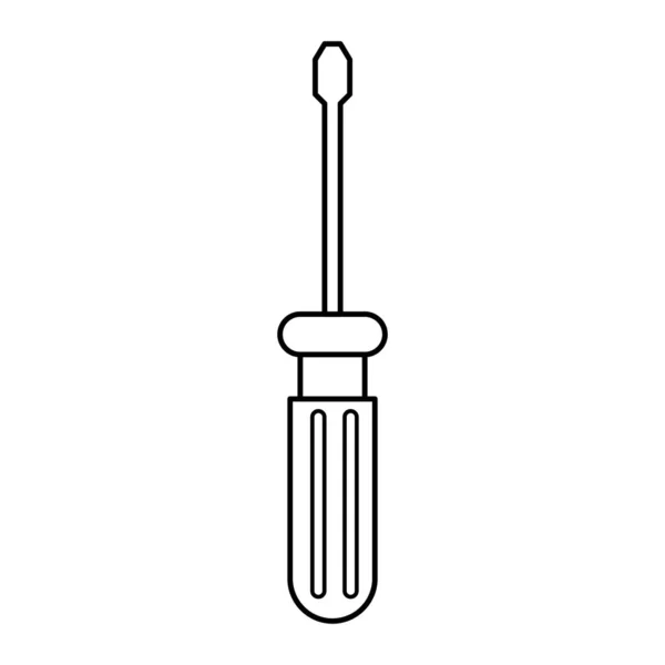 Svart och vit skruvmejsel ikon med en rak eller platt plats för att skruva och skruva skruvar. Konstruktion VVS-verktyg för uttaget av alla yrken. Vektor illustration — Stock vektor