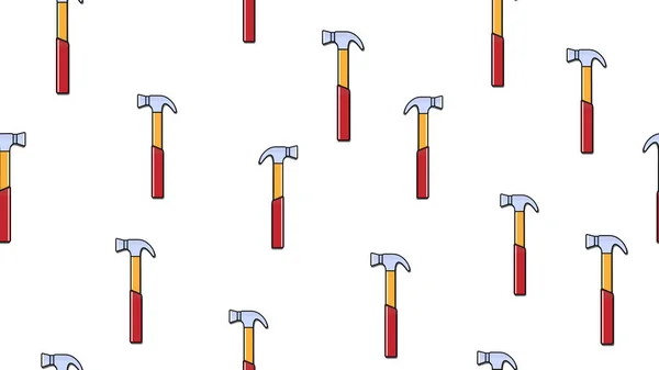 Текстура, бесшовный рисунок металлических красных сантехнических строительных молотков для забивания гвоздей на белом фоне. Векторная иллюстрация — стоковый вектор