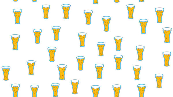 Texture seamless pattern from a set of raivy good tasty refreshing alcoholic drinks of hops light and dark malt foam beer in glasses, mugs on a white background. Vector illustration