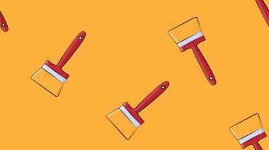 Doku, onarım için yün yapılmış doğal boya fırçaları yapımından sorunsuz soyut desen, sarı, turuncu arka plan üzerinde duvar boyama. Vektör çizimi