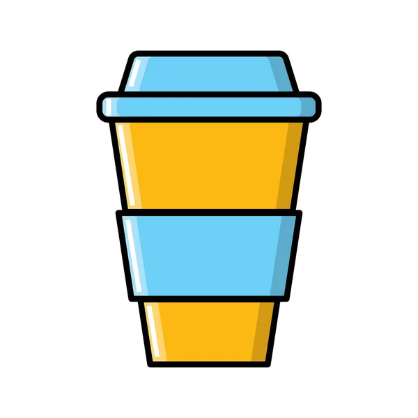 Ein Glas stark belebenden duftenden schnellen Kaffees in einem Pappbecher-Symbol auf weißem Hintergrund. Vektorillustration — Stockvektor