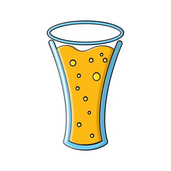 Beyaz bir arka plan üzerinde köpüklü arpa ışık soğutulmuş ışık kehribar sarı hop alkollü bira zanaat simgesi bir bardak. Vektör çizimi — Stok Vektör