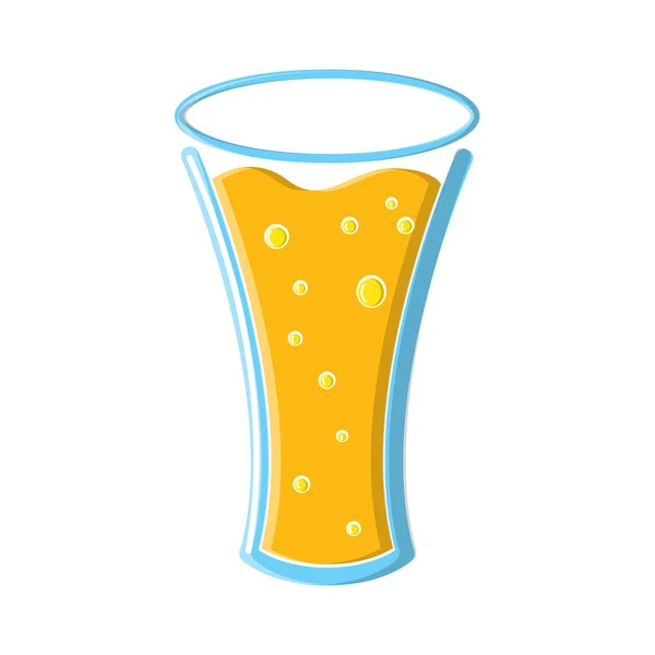 A glass of foamy barley light chilled light amber amber yellow hop alcoholic lager craft icon on a white background. Vector illustration — Stock Vector