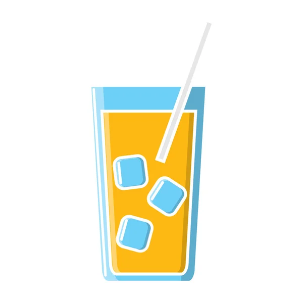 Bebida de cóctel jugosa deliciosa alcohólica en un vaso con hielo y un icono de paja sobre un fondo blanco. Ilustración vectorial — Archivo Imágenes Vectoriales