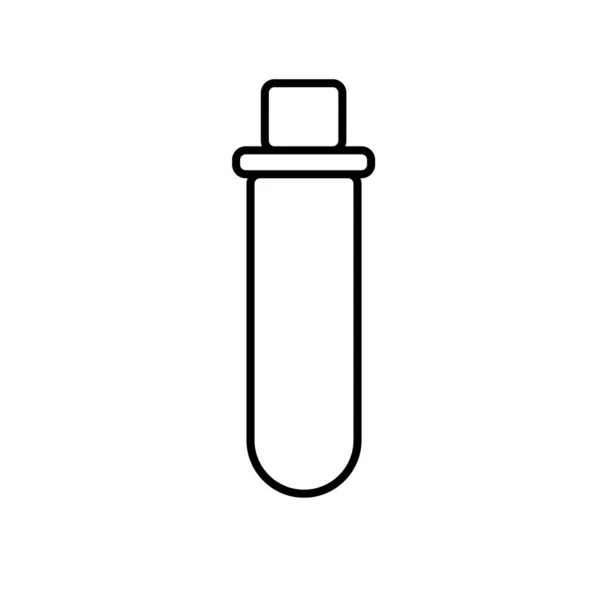 Tube à essai médical de laboratoire chimique, fiole pour médicaments et expériences chimiques, simple icône en noir et blanc sur fond blanc. Illustration vectorielle — Image vectorielle