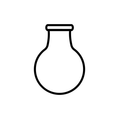 Tıbbi araştırma cam kabı, şişe, laboratuvarda araştırma için test tüpü, bilimsel ilaçların çalışma, beyaz bir arka plan üzerinde basit bir siyah ve beyaz simge. Vektör çizimi