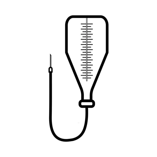Dropper farmacêutico médico com uma agulha e um cateter para o tratamento de doenças com medicamentos, um ícone simples preto e branco em um fundo branco. Ilustração vetorial —  Vetores de Stock