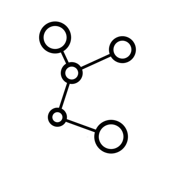 Простая абстрактная научная химическая диаграмма структуры молекулы с атомами и молекулярными связями валентности, простая черно-белая икона на белом фоне. Векторная иллюстрация — стоковый вектор