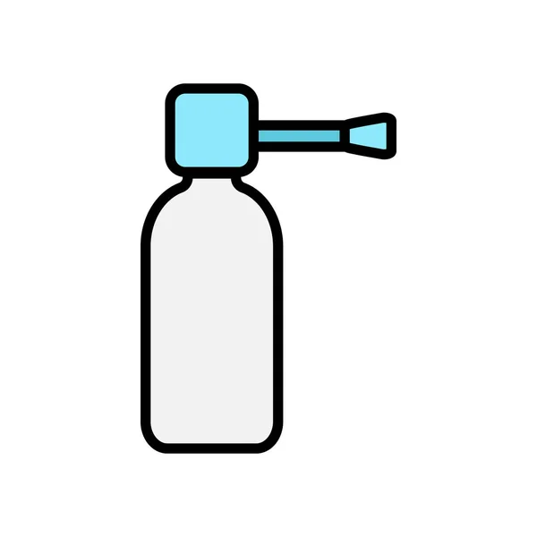 A small medical pharmacetic spray in a jar with a tube for the treatment of diseases of the nose and throat, a simple icon on a white background. Vector illustration — Stock Vector