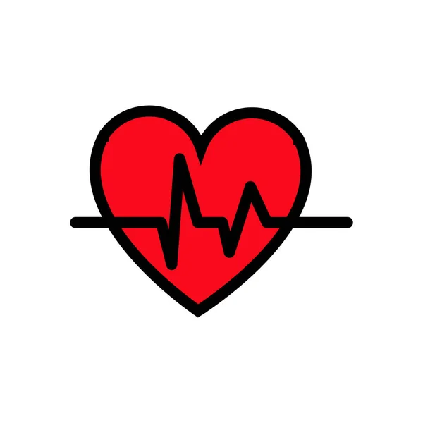 Abstract hart met een cardiogram patroon en puls, eenvoudig icoon op een witte achtergrond. Vector illustratie — Stockvector