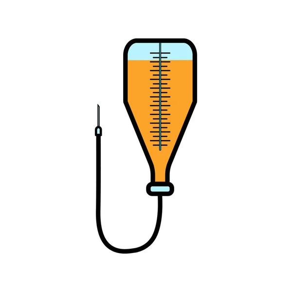 Gotero farmacéutico médico con una aguja y un catéter para el tratamiento de enfermedades con medicamentos, un icono simple sobre un fondo blanco. Ilustración vectorial — Archivo Imágenes Vectoriales