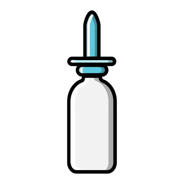 Pequeñas gotas nasales farmacéuticas médicas en un frasco para el tratamiento de la rinitis, icono sobre un fondo blanco. Ilustración vectorial — Archivo Imágenes Vectoriales