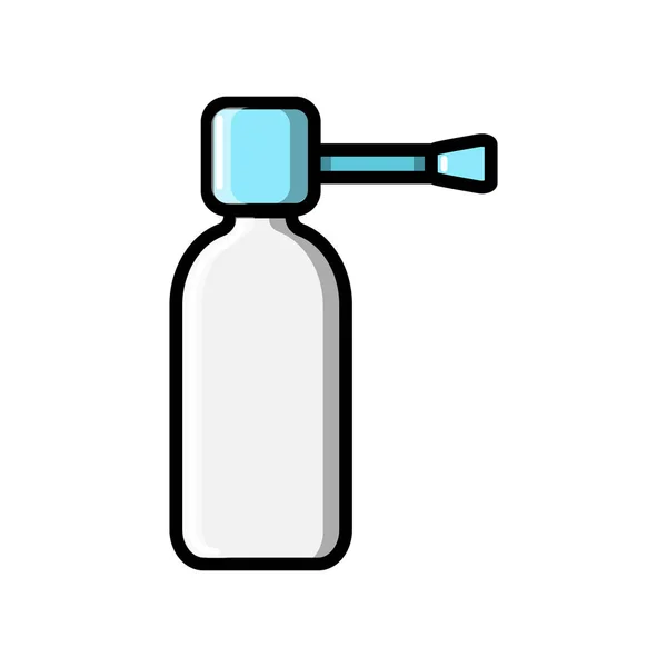 Un pequeño aerosol farmacéutico médico en un frasco con un tubo para el tratamiento de enfermedades de la nariz y la garganta, un icono simple sobre un fondo blanco. Ilustración vectorial — Vector de stock