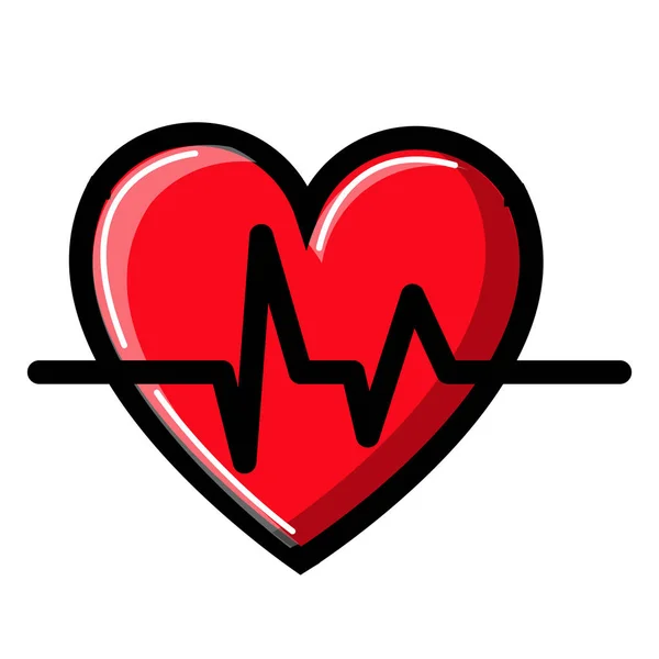 Srdce kardiogram a pulsní, ikona na bílém pozadí. Vektorová ilustrace — Stockový vektor