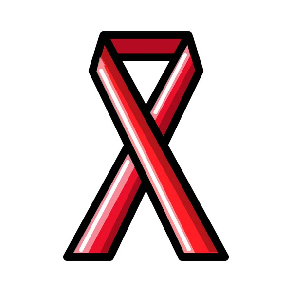 Medicinsk rött band-symbolen för kampen mot aids, en ikon på en vit bakgrund. Vektor illustration — Stock vektor
