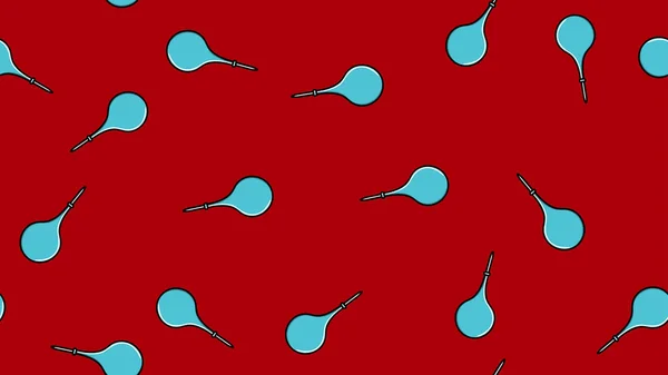 Textura de patrón sin costuras de interminables peras de enema de goma azul para limpiar los intestinos sobre un fondo rojo. Ilustración vectorial — Vector de stock