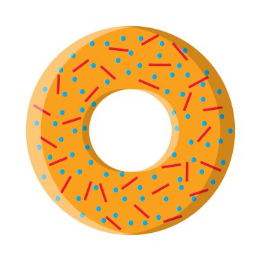 Yuvarlak tatlı lezzetli doyurucu sıcak taze çörek, pasta, şeker beyaz arka planda tepesi ile bisküvi. Vektör Illustration