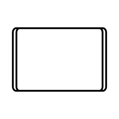 Siyah ve beyaz modern dijital dijital akıllı dikdörtgen tablet vektör illüstrasyon beyaz arka plan üzerinde izole simgesi ile. Konsept: bilgisayar dijital teknolojileri