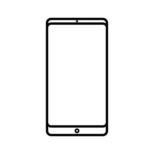 Vector illustration of a black and white modern digital icon of a smart digital smartphone rectangular cellphone with isolated on white background. Concept: computer digital technologies — Stock Vector