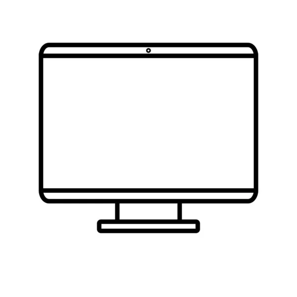 Ilustração vetorial de um ícone digital moderno preto e branco de um computador retangular inteligente digital com um monitor, laptop isolado em um fundo branco. Conceito: tecnologias digitais computacionais — Vetor de Stock