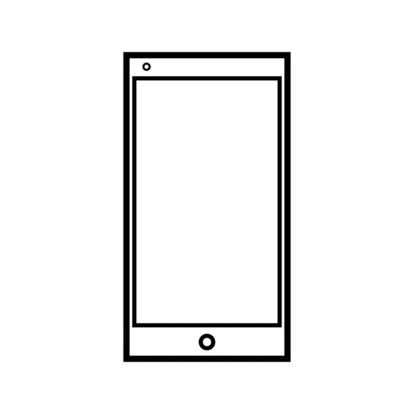 흰색 배경에 격리 된 스마트 디지털 스마트 폰 직사각형 휴대 전화의 흑백 현대 디지털 아이콘의 벡터 그림. 개념: 컴퓨터 디지털 기술 — 스톡 벡터