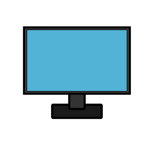 Ícone de ilustração vetorial de um computador digital moderno retangular inteligente com monitor, laptop isolado em fundo branco. Conceito: tecnologias digitais computacionais — Vetor de Stock