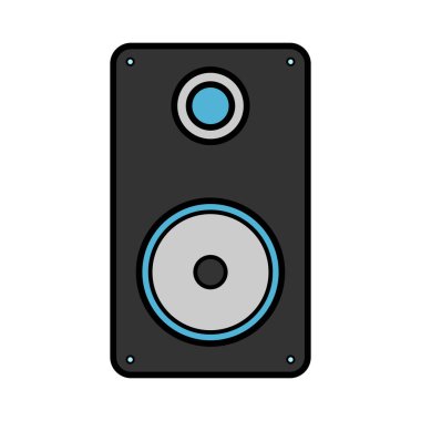 Beyaz arka plan üzerinde izole basit modern dijital müzik sütununun siyah düz simgesivektör illüstrasyon. Konsept: bilgisayar dijital teknolojileri