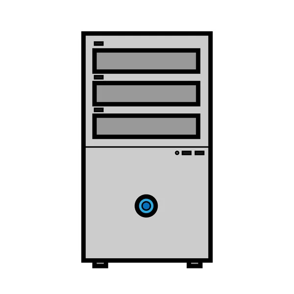 Ilustración vectorial de icono plano blanco simple sistema digital digital rectangular moderno unidad de ordenador estacionario aislado sobre fondo blanco. Concepto: tecnologías digitales informáticas — Vector de stock