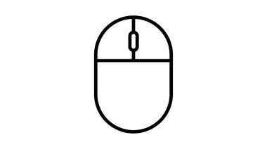 Vektör illüstrasyon doğrusal siyah ve beyaz düz simgesi dijital kablosuz bilgisayar fare düğmeleri ve beyaz arka plan üzerinde tekerlek ile. Konsept: bilgisayar dijital teknolojileri