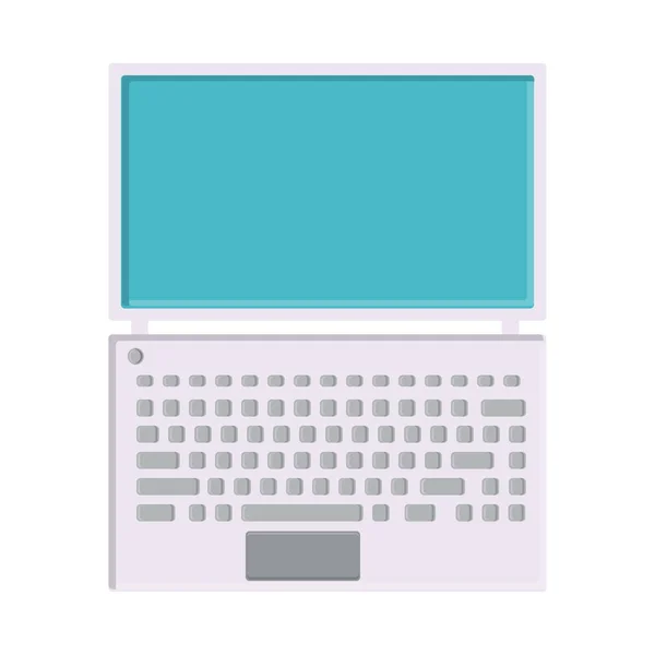 Illustration vectorielle de l'icône plate blanche ordinateur portable numérique numérique ultra mince rectangulaire simple avec clavier isolé sur fond blanc. Concept : technologies informatiques numériques — Image vectorielle