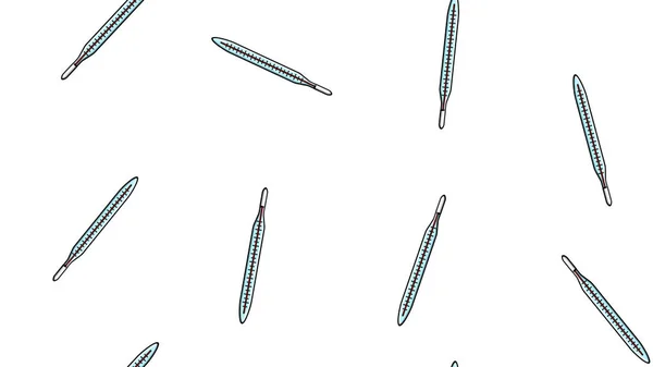 Nahtlose Mustertextur endlos wiederholender medizinischer digitaler Quecksilberglasthermometer zur Messung der Körpertemperatur auf weißem Hintergrund. Vektorillustration — Stockvektor