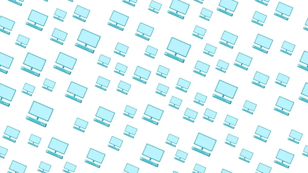 Textura de patrón sin costuras de infinitas computadoras portátiles digitales modernas repetitivas con monitores sobre fondo blanco. Ilustración vectorial — Vector de stock