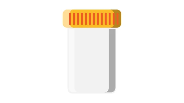 Beautiful medical plastic can with a lid white for tablets of capsules with drugs, for collecting analyzes of stool urine sperm for pharmaceutical tests on a white background. Vector illustration — Stock Illustration Beautiful medical plastic can with a lid white for tablets of capsules with drugs, for collecting analyzes of stool urine sperm for pharmaceutical tests on a white background. Vector illustration Stock Vector