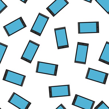 Beyaz bir arka plan üzerinde izole cihazın düz tarzında yeni dijital cep telefonlarının modern gadget'lar Doku sorunsuz desen. Vektör